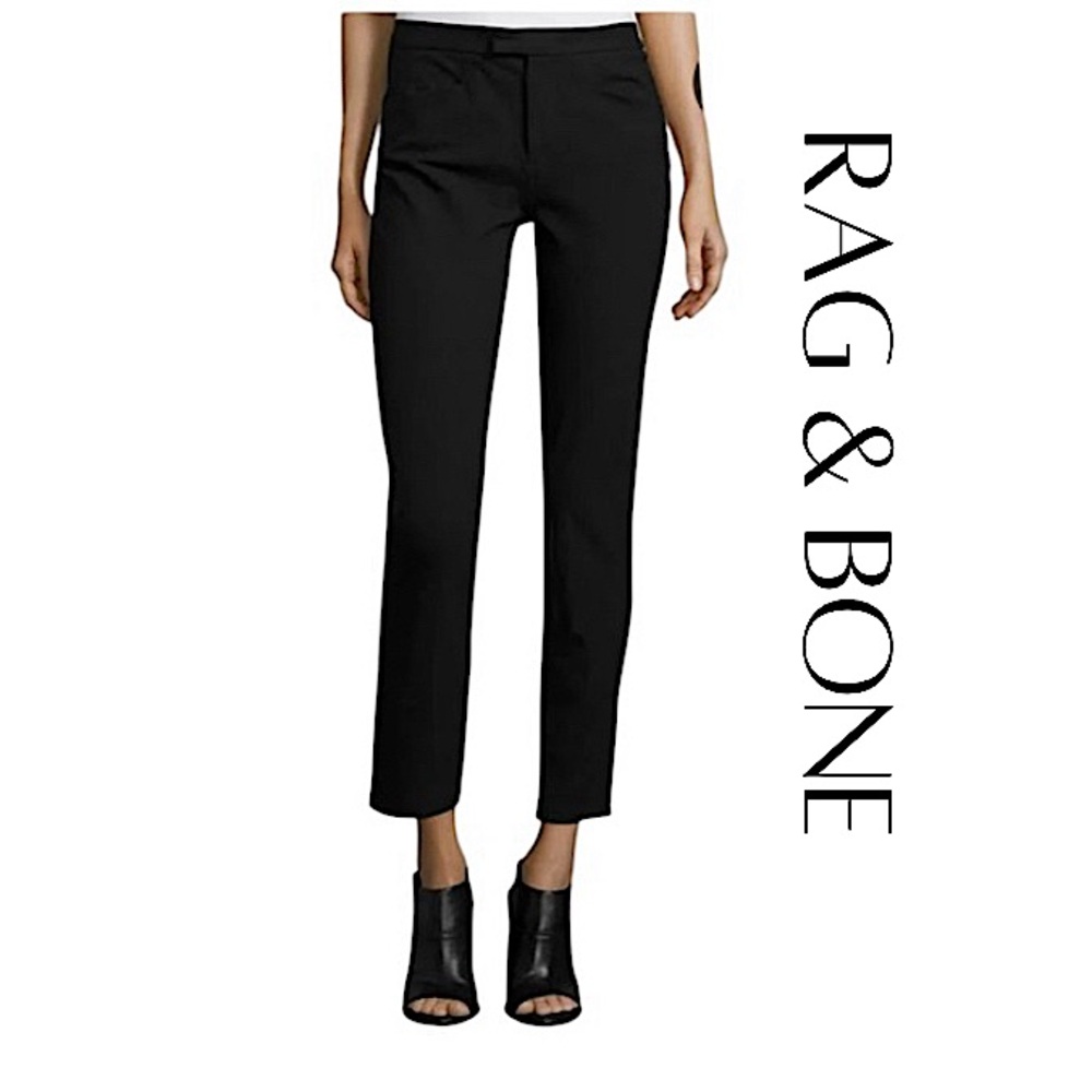Rag & Bone Black Sullivan Straight Leg Ankle Trouser Pants Womens Size 28 GUC!